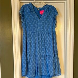 Lilly Pulitzer Blue Flutter Sleeve V-Neck Sundress